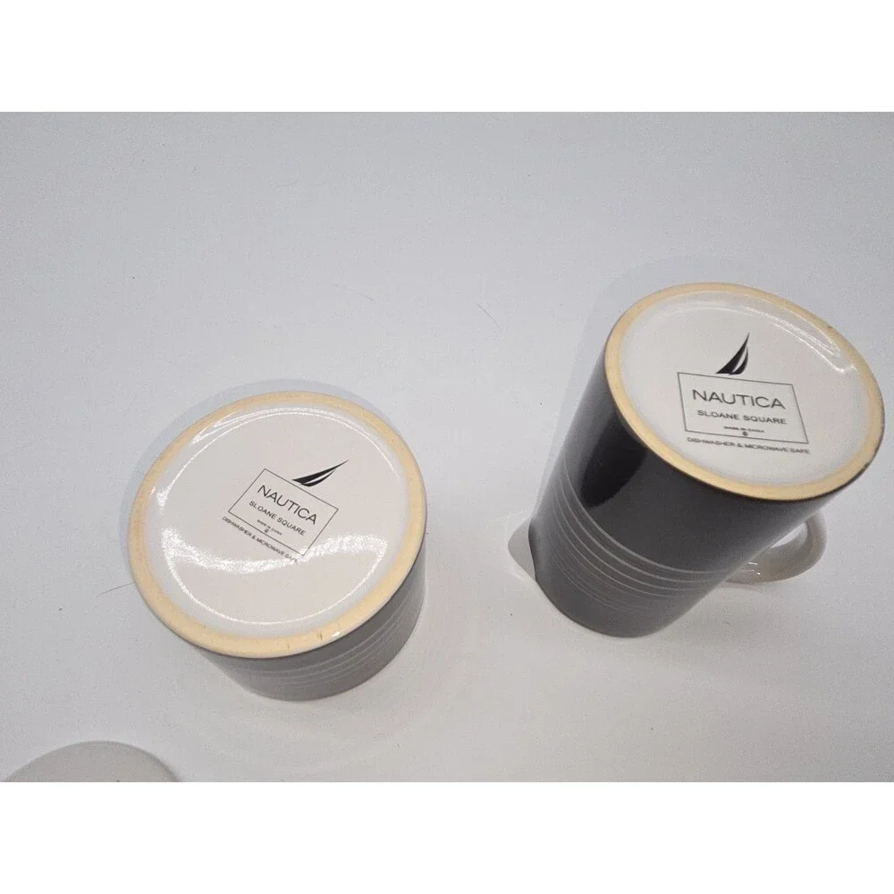 Lot of 2 Nautica Sloane Square Creamer  Sugar Bowl Lid Set  Pattern Tableware